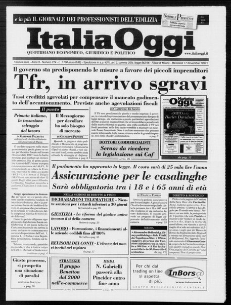 Italia oggi : quotidiano di economia finanza e politica